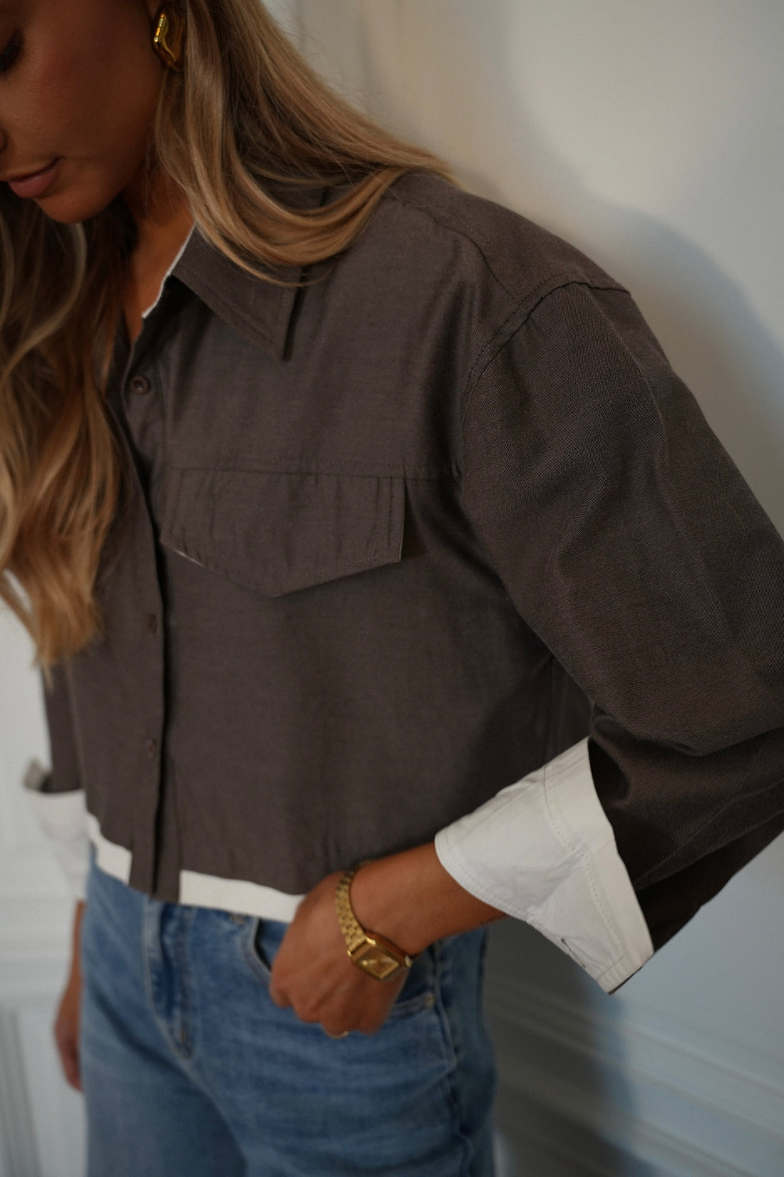 Valencia taupe - Chemise crop