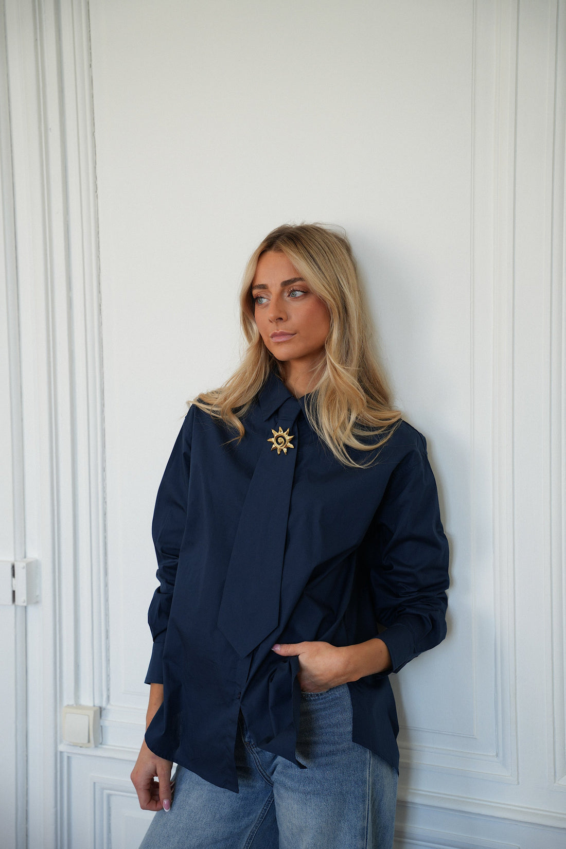 Emy marine - Chemise cravate