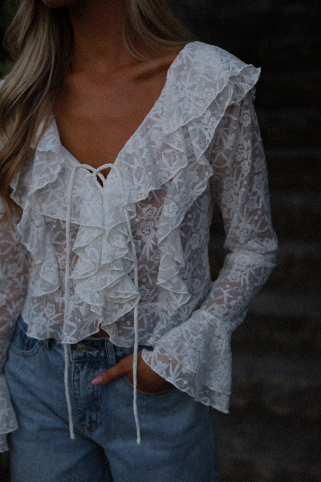 Giada blanche - Blouse dentelle