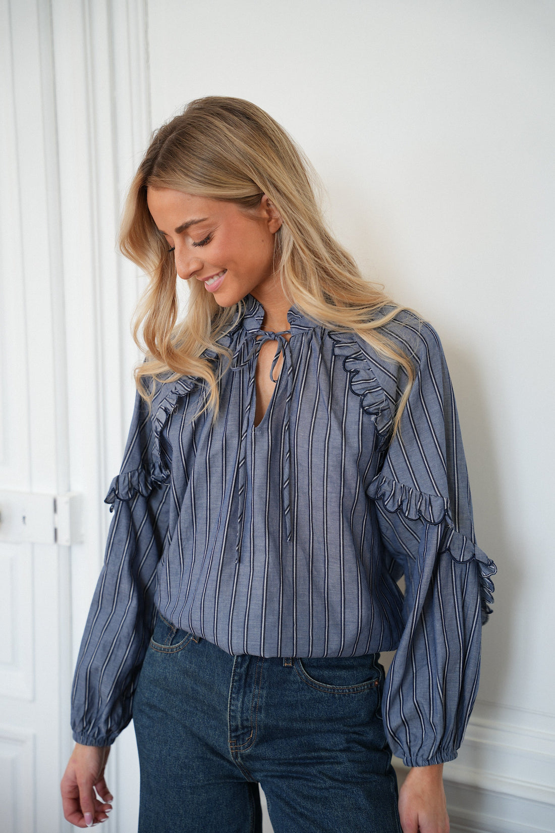 Loannie marine - Blouse rayée